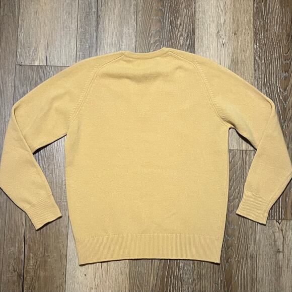VTG Glenmac 100% Cashmere V-Neck Sweater Made in Scotland Mens M Yellow Grandpa - Picture 3 of 7